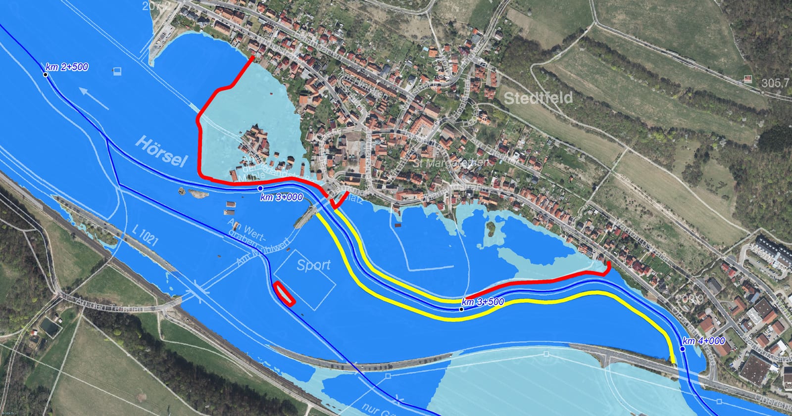 Karte vom Bauabschnitt “Stedtfeld” im Maßnahmenkomplex I