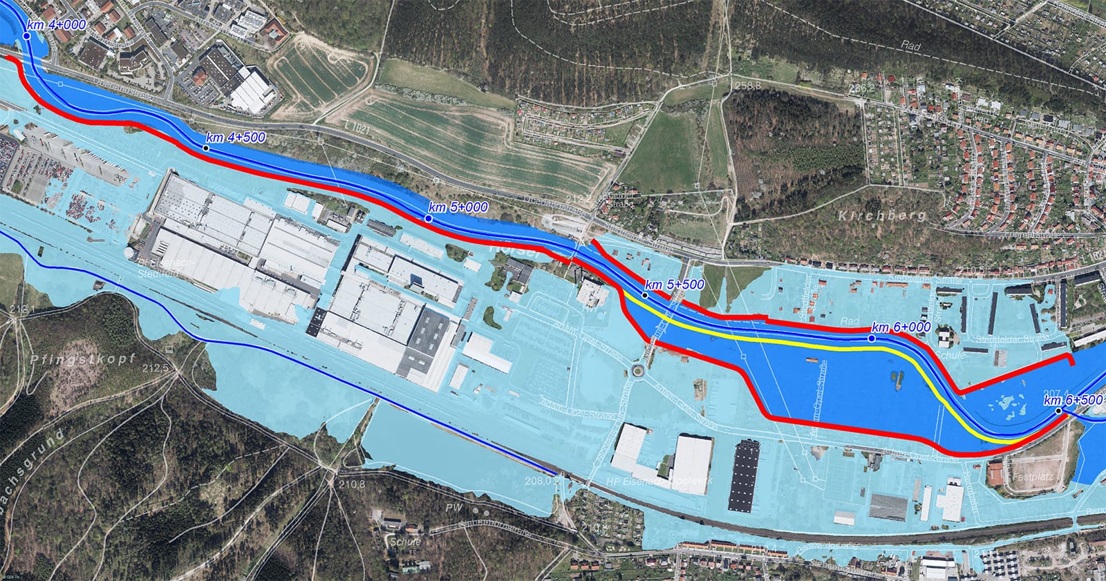 Karte vom Bauabschnitt “Gries” im Maßnahmenkomplex II
