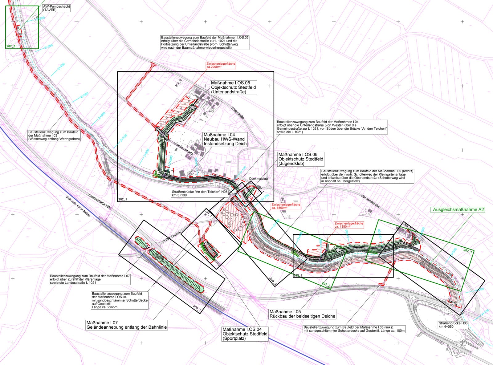 Bauplan mit allen Einzelmaßnahmen im Maßnahmenkomplex I