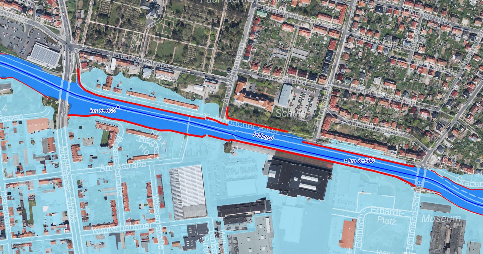 Karte vom Bereich "Tiefenbacher Allee" im Maßnahmenkomplex III