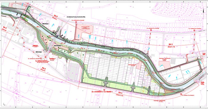 Bauplan vom Bereich "Hörsel und Wiesengrund" im Maßnahmenkomplex II